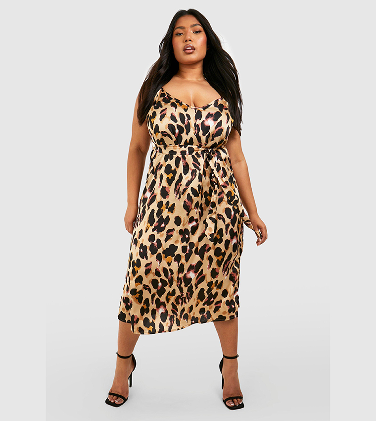 Boohoo curve leopard print hot sale dress