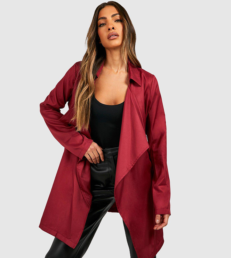 Burgundy waterfall outlet coat