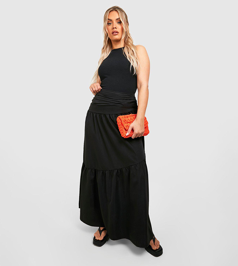 boohoo plus size black skirt