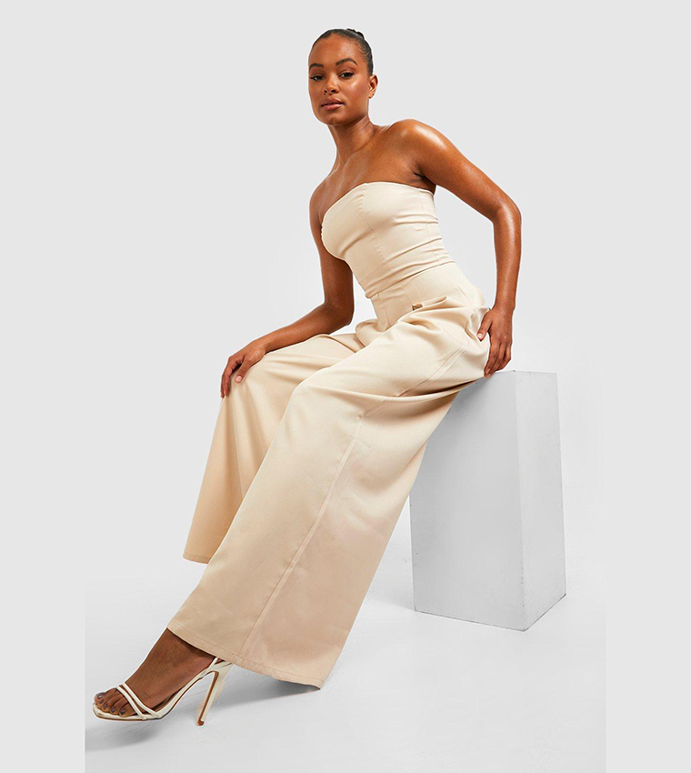 Tall Tailored Bandeau Wide Leg Jumpsuit