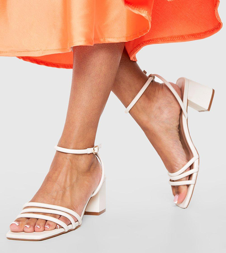 Wide strap clearance block heel sandal