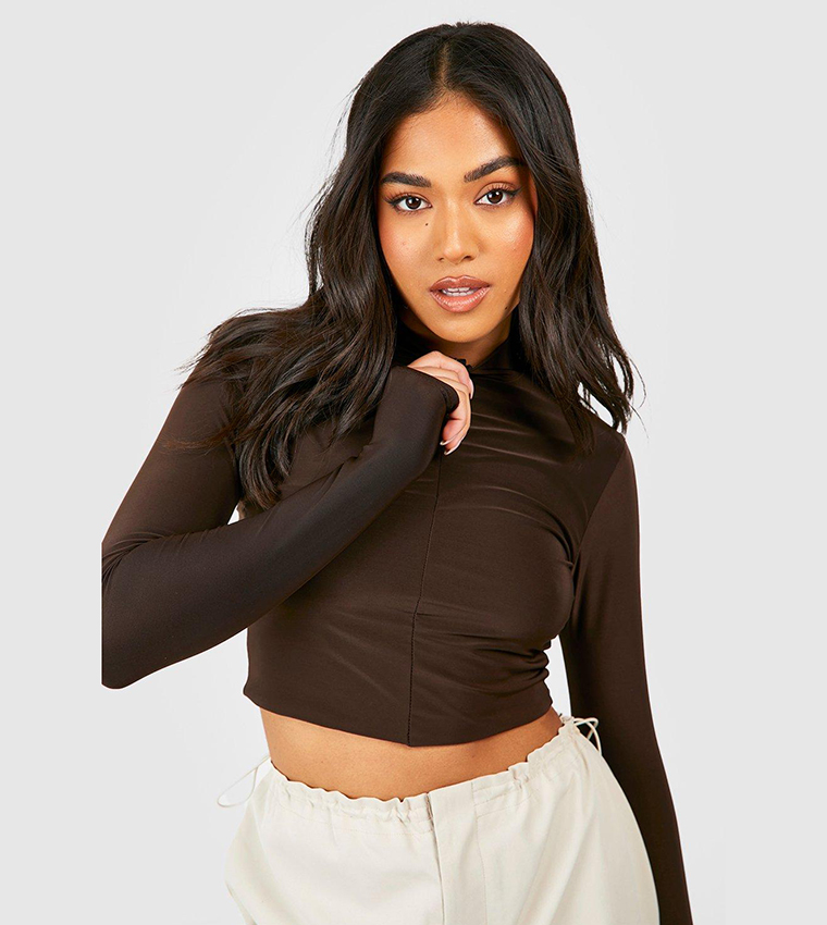 Half zip crop outlet top