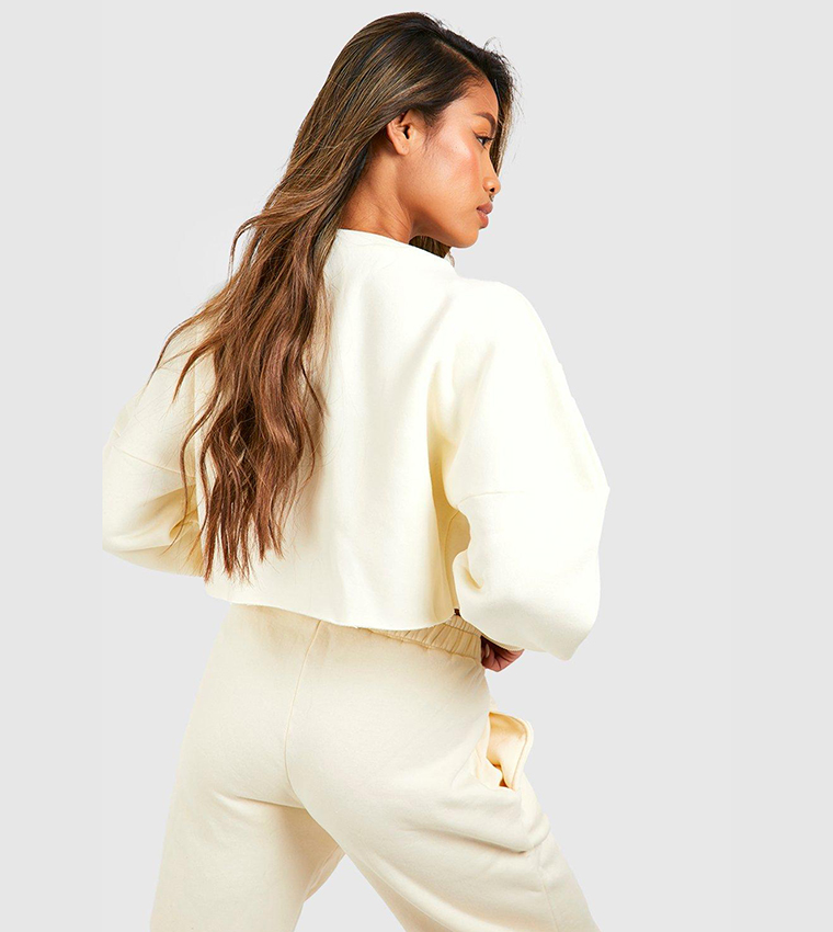 Boohoo White Cut Off Sweatshirt Buy Boohoo Half Zip Seam Detail