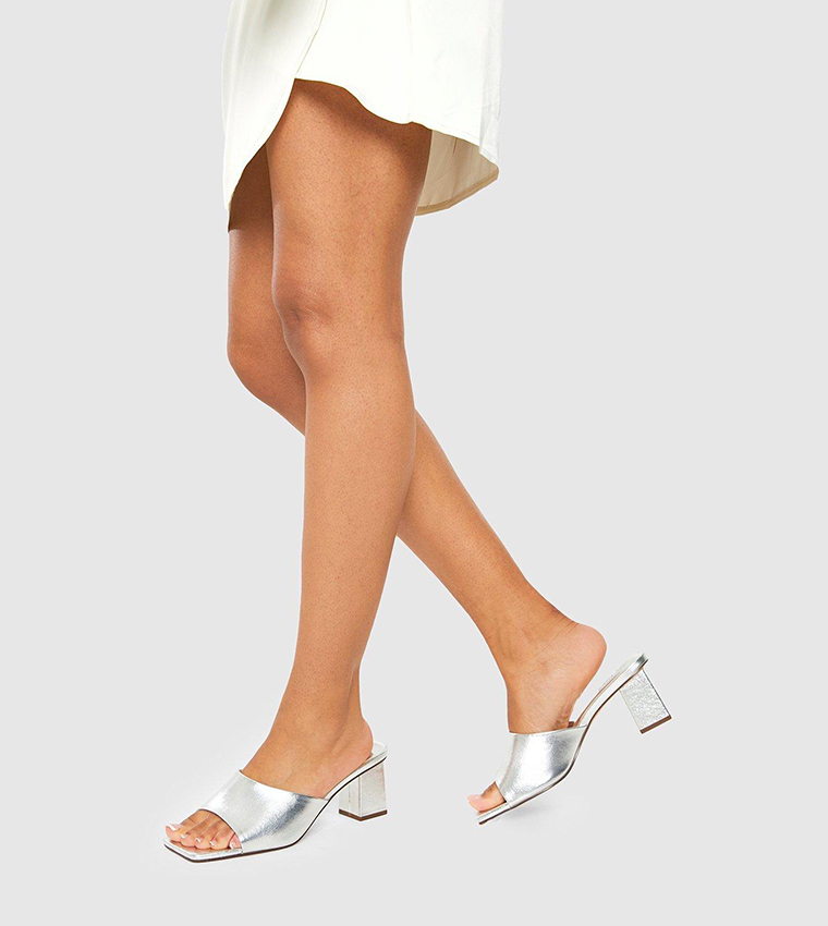 Boohoo silver block on sale heels