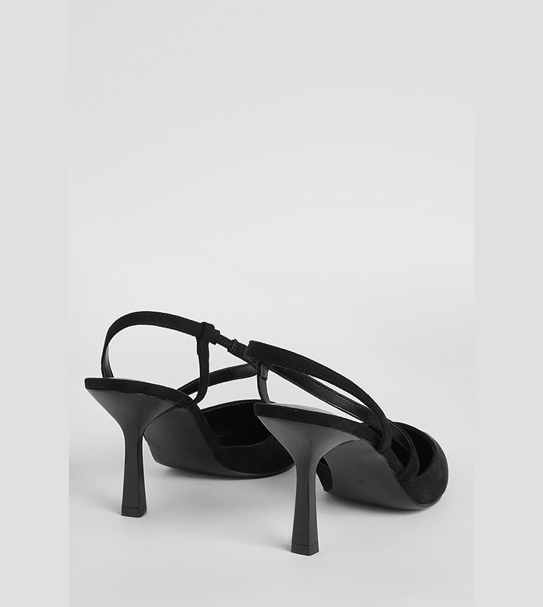 Buy Boohoo Asymmetric Strap Detail Court Shoes In Black | 6thStreet UAE