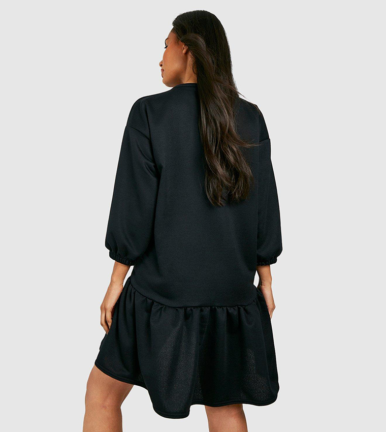 Buy Boohoo Oversized Peplum Sweater Dress In Black | 6thstreet Qatar Buy Boohoo Oversized Peplum Sweater Dress In Black | 6thstreet Qatar