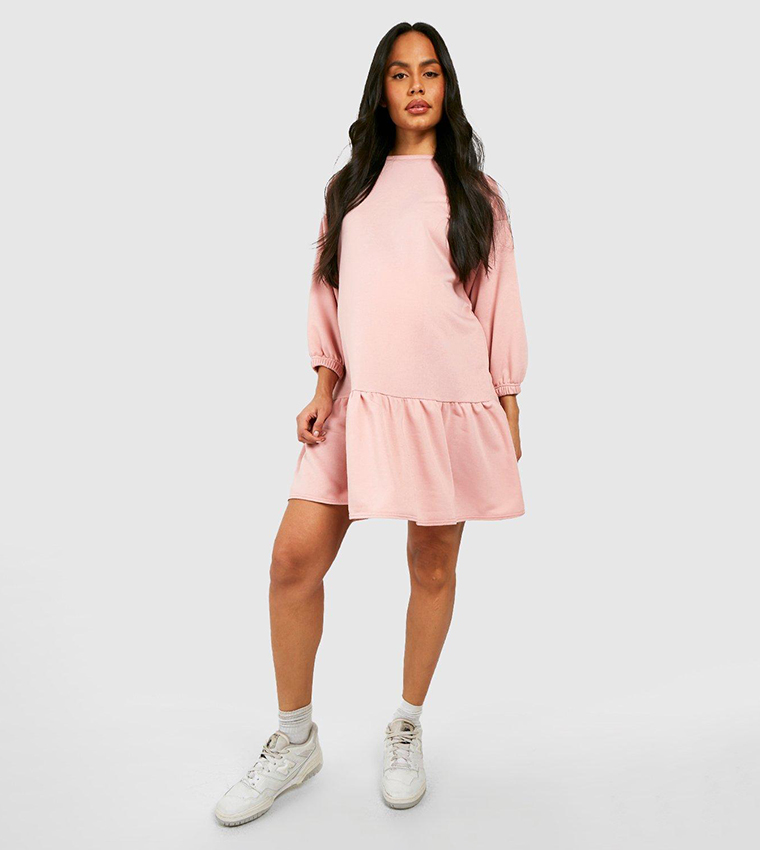 Buy Boohoo Oversized Peplum Sweater Dress In Pink | 6thstreet Oman