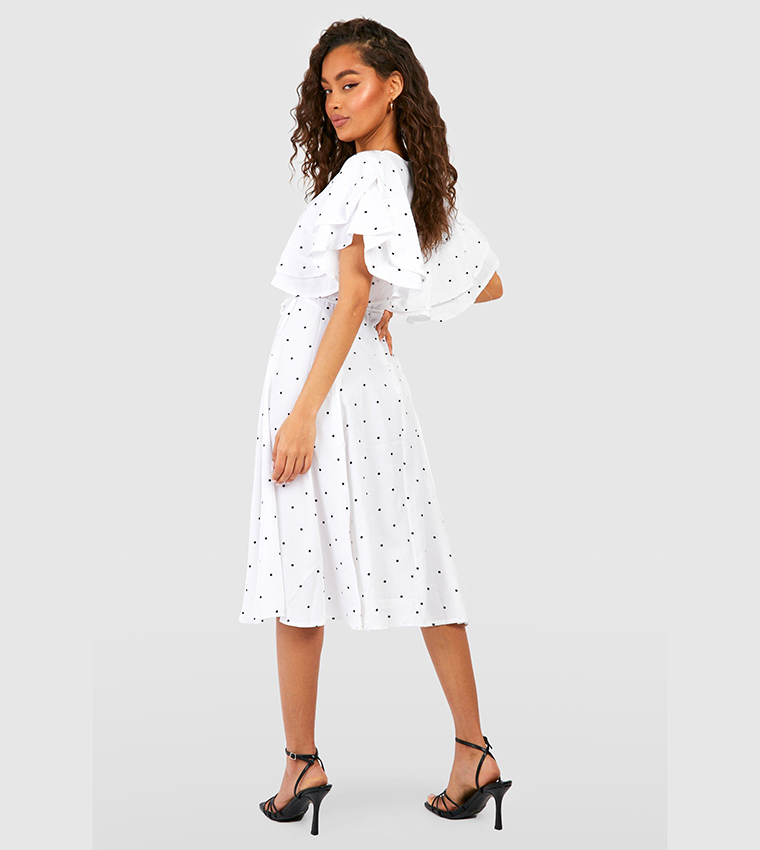 Boohoo White Polka Dot Dress Boohoo Dress White Polka Dot Smock Dress Smock Dress  Boohoo Black