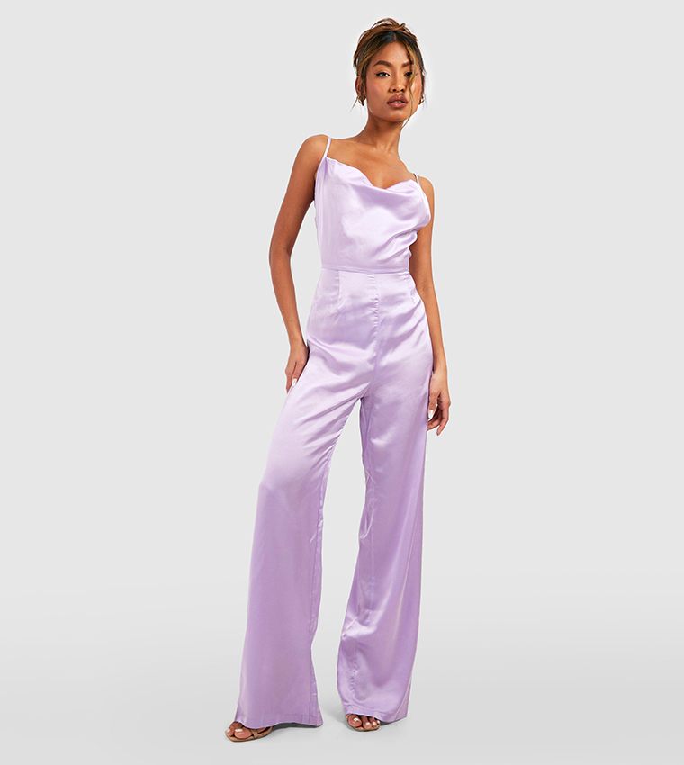 Purple store satin jumpsuit