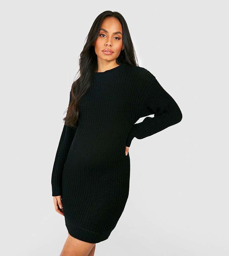 slouchy black mini dress Shelisa Slouchy Mini Dress in Black , One Shoulder , Long Sleeve