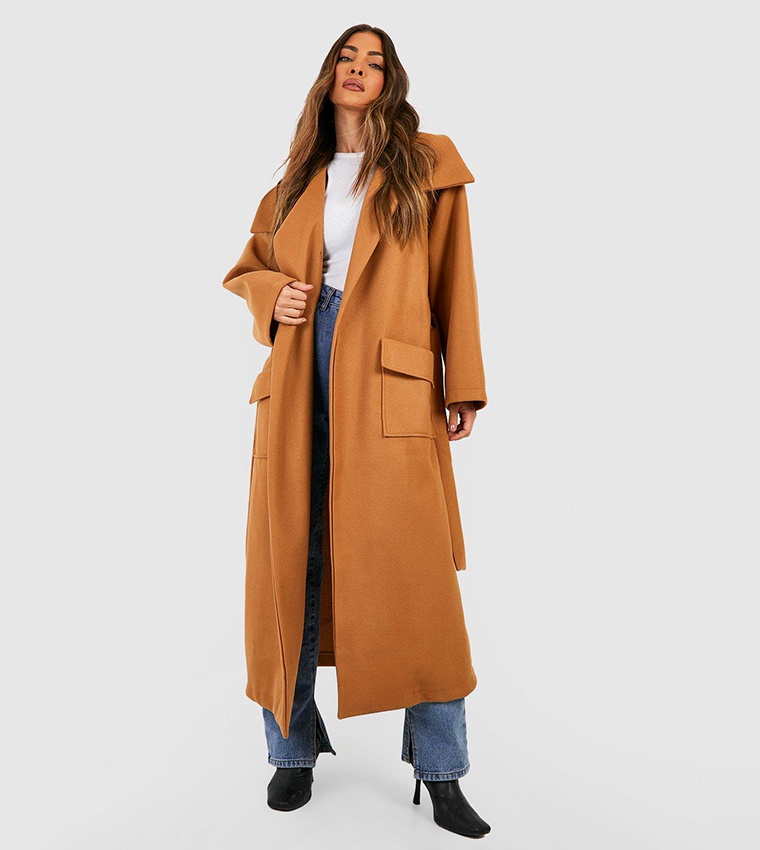 Oversized belted cheap coat