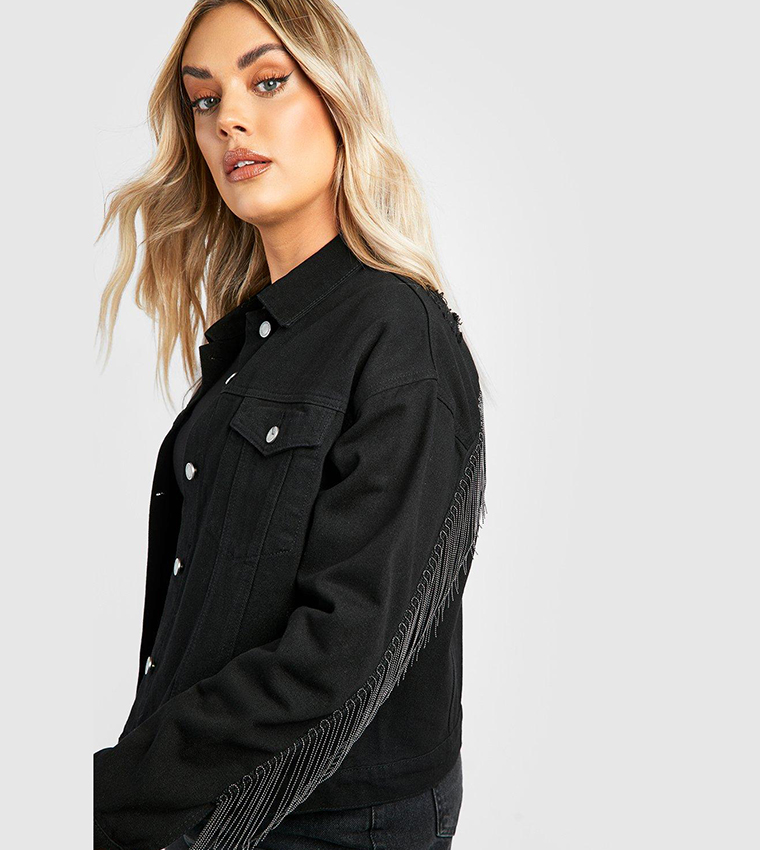 Boohoo long denim sales jacket