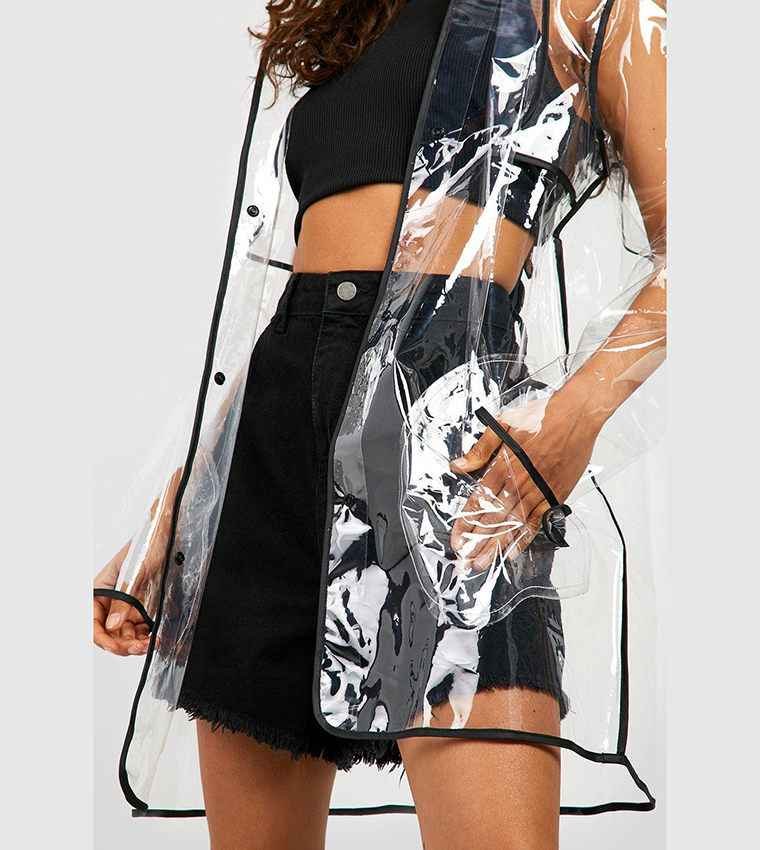 Buy Boohoo Transparent Festival Mac Jacket In Black 6thStreet Kuwait