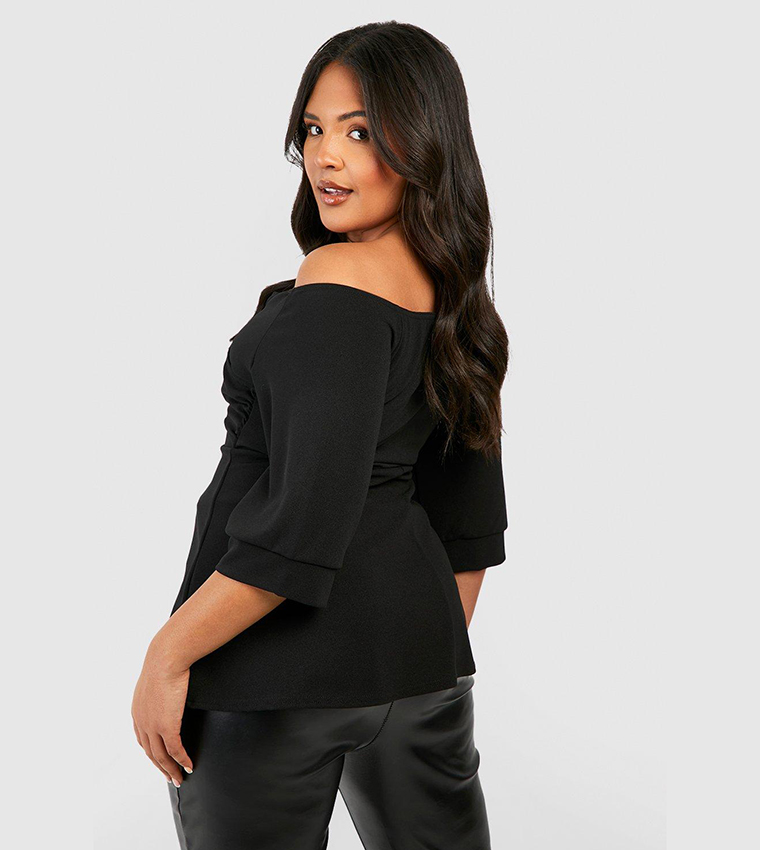 Scuba Bardot Peplum Top