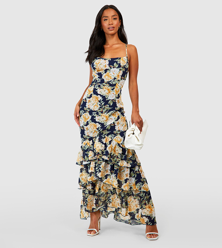 Boohoo navy hotsell maxi dress