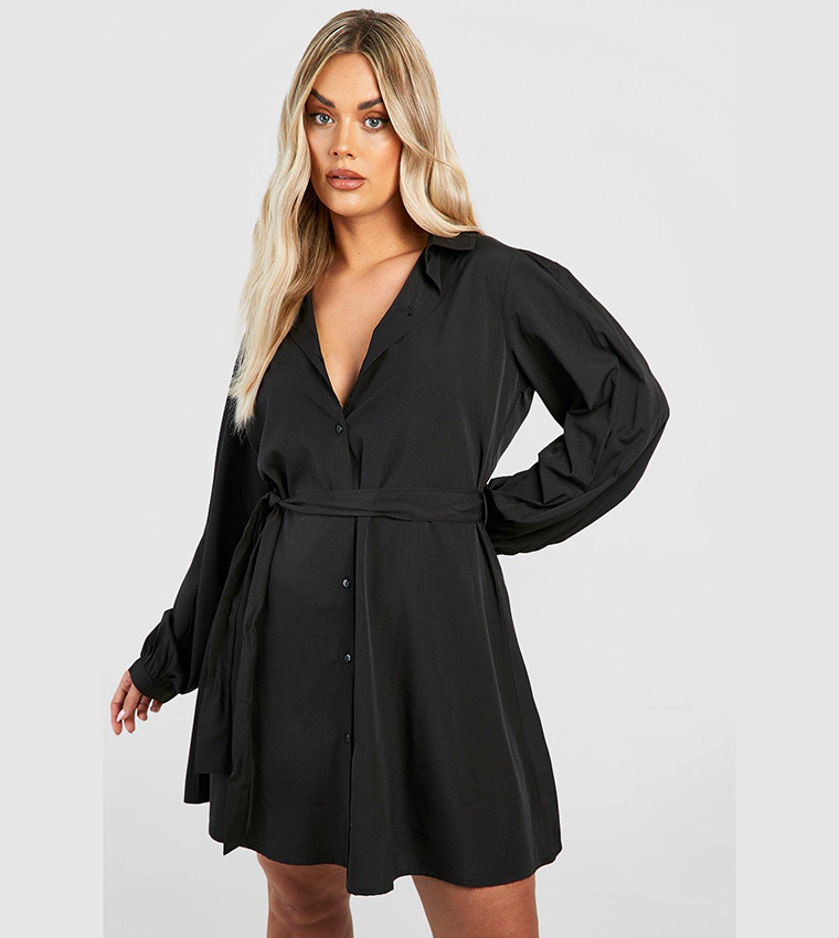 【国内即発】boohoo ブーフー☆black textured shirt dress Buy Boohoo The Shirt Dress In Black | 6thStreet Qatar