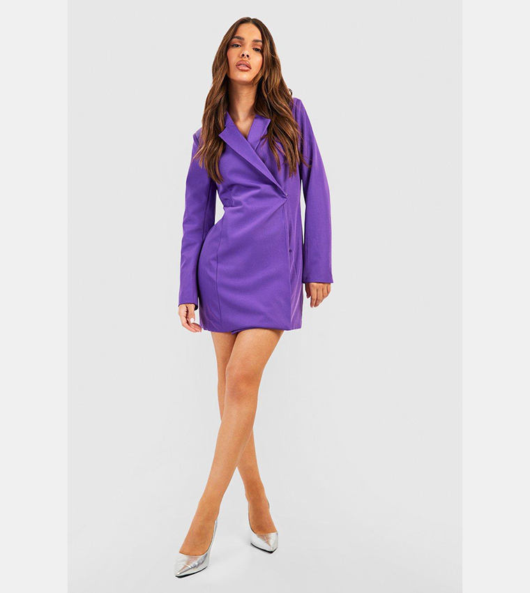 Buy Boohoo Plunge Shoulder Pad Blazer Dress In Purple | 6thstreet Qatar Buy Boohoo Plunge Shoulder Pad Blazer Dress In Purple | 6thstreet Qatar