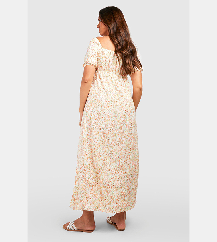 chinese dress ladies Rose Maternity Maxi Dress with Slit