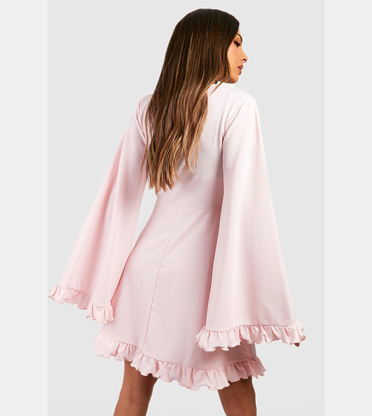 Buy Boohoo Extreme Wide Sleeves Skater Dress In Blush 6thStreet UAE
