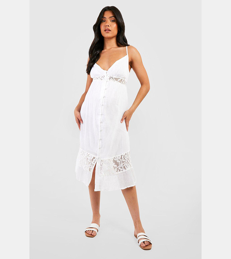 Maternity Crinkle Rib Belted Midi Dress