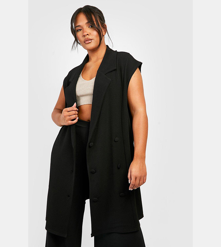 Black sleeveless outlet duster coat