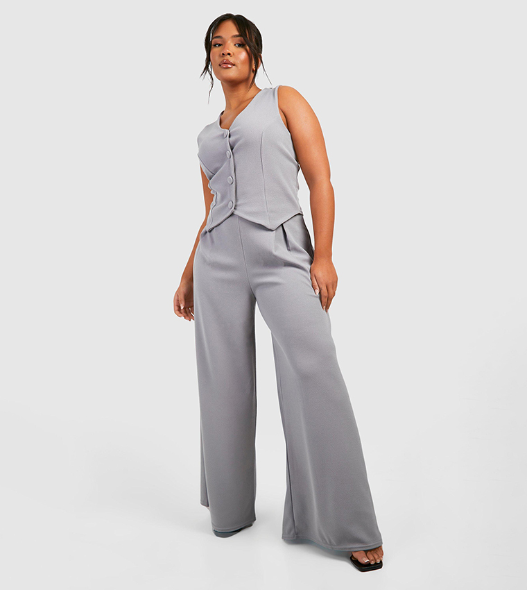 Grey jersey outlet wide leg trousers