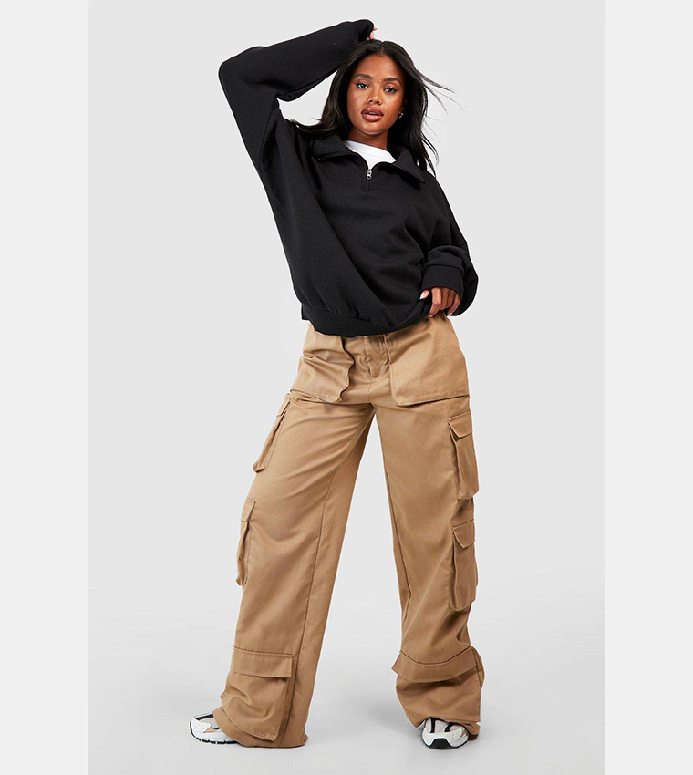 GLAMAKER Damen Fleece-Sweatshirt – Halber Reißverschluss, Oversized, Y2K Style
