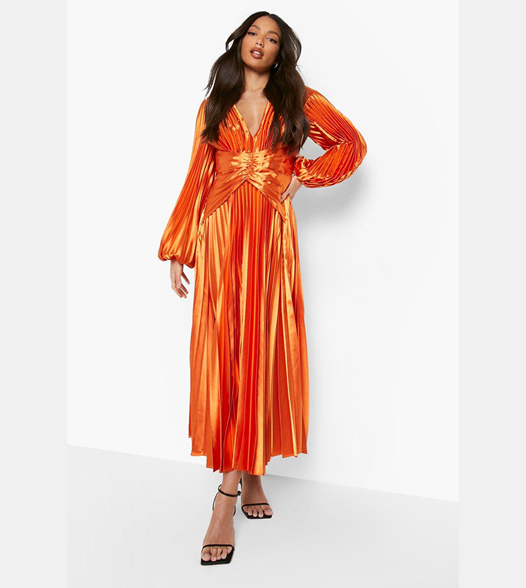 Mango pleated midi dress hotsell