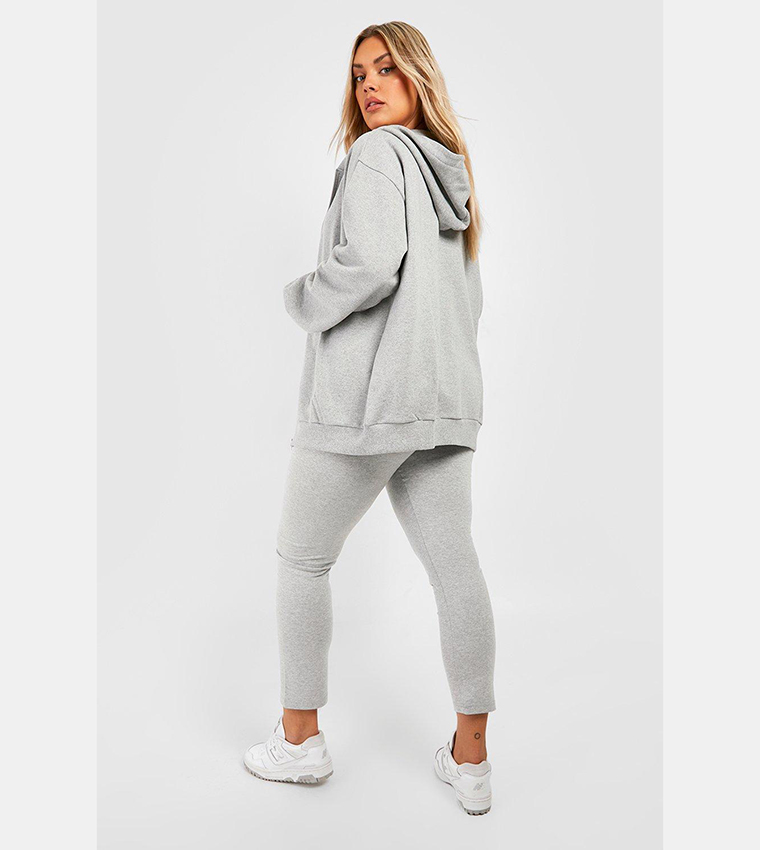 Buy Boohoo 3 Piece Zip Through Legging Set In Grey Marl 6thstreet Uae