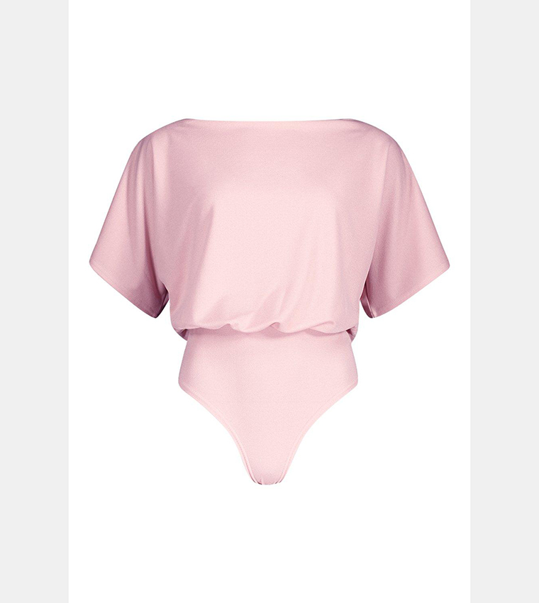 Buy Boohoo Slash Neck Bodysuit Top In Pink