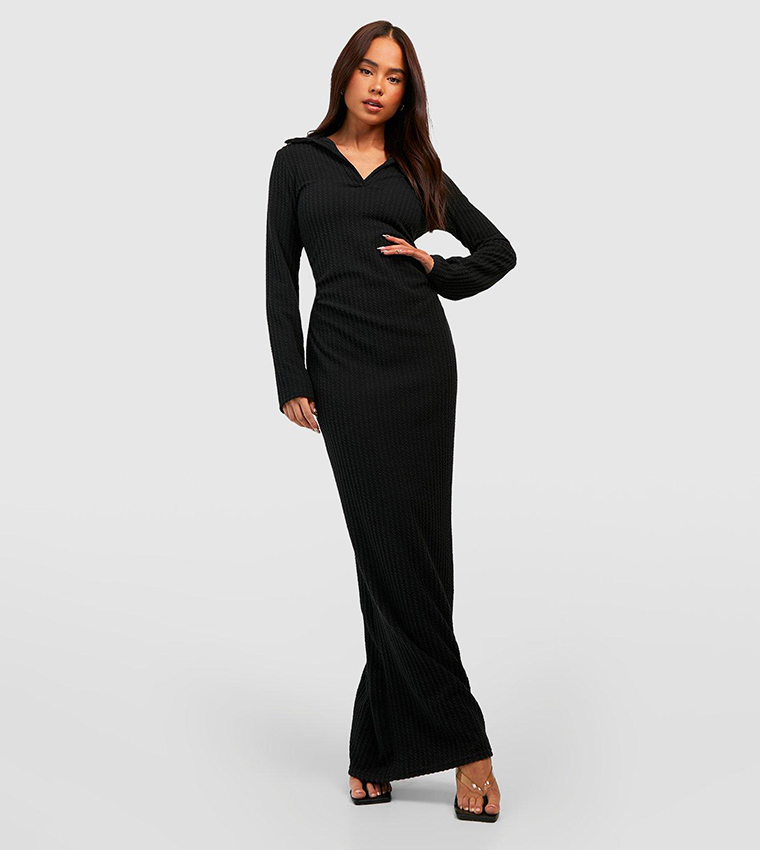 【国内即発】boohoo ブーフー☆black textured shirt dress Boohoo ME