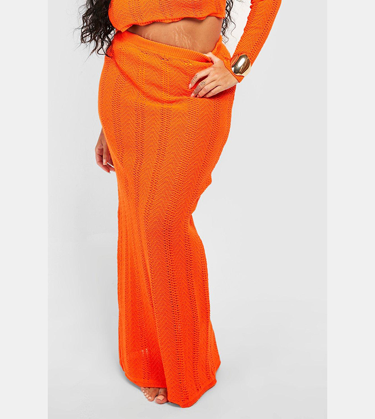 Buy Boohoo Crochet Top And Maxi Skirt Beach Co Ord Set In Orange