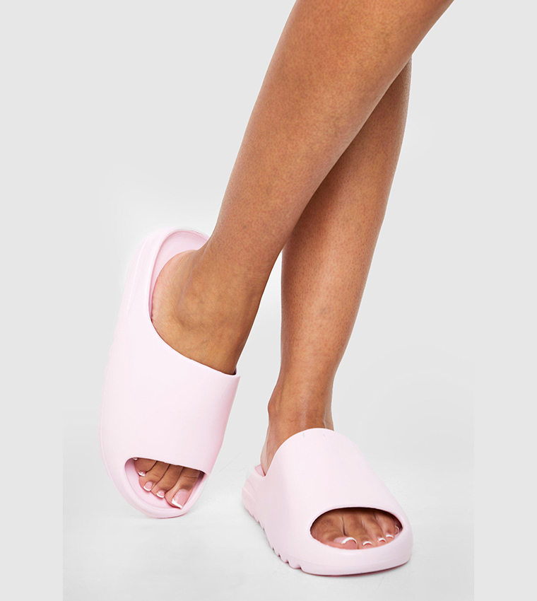 Buy Boohoo Outlet Wide Fit Chunky Slides In Pink 6thStreet UAE