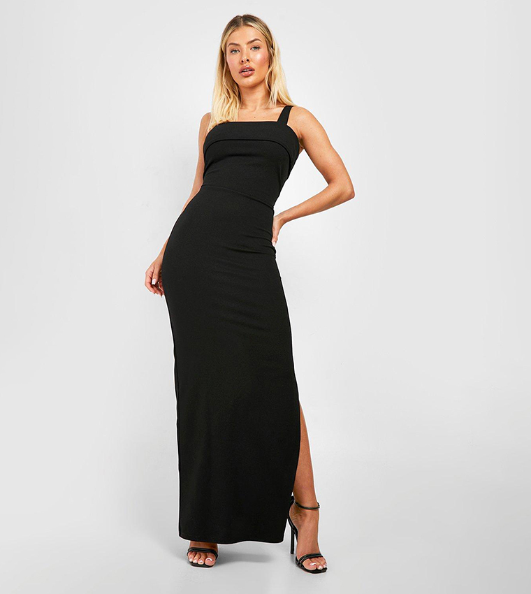 One shoulder thigh discount split maxi dress