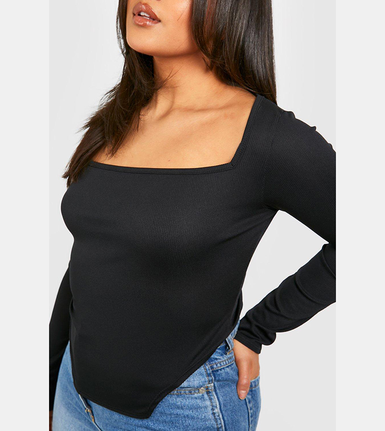 Ribbed Square Neck Corset Top