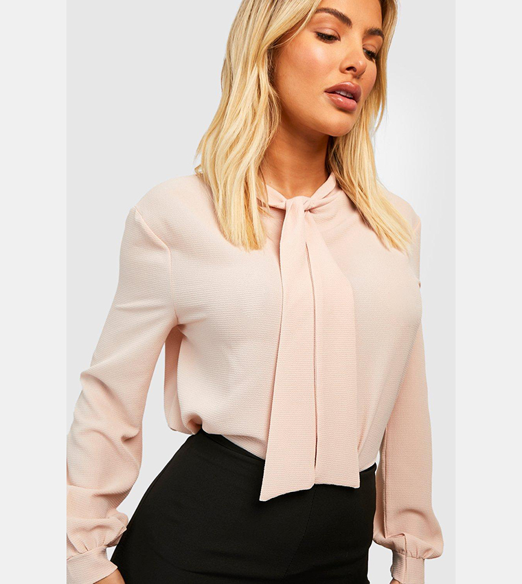 Pussy Bow Neck Woven Top