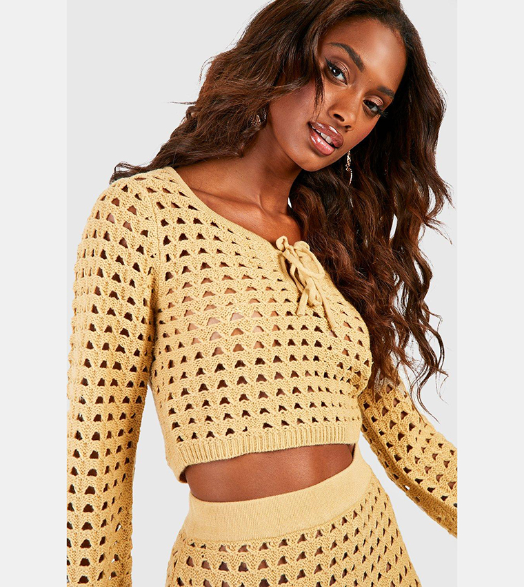 Crochet Lace Up Crop Top