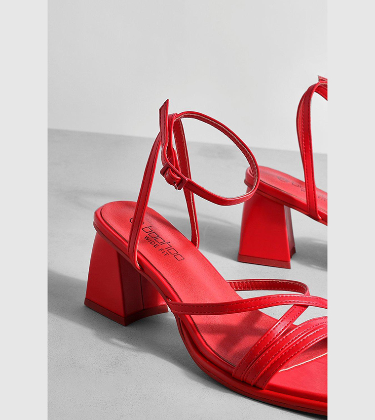 Wide fit red block on sale heels