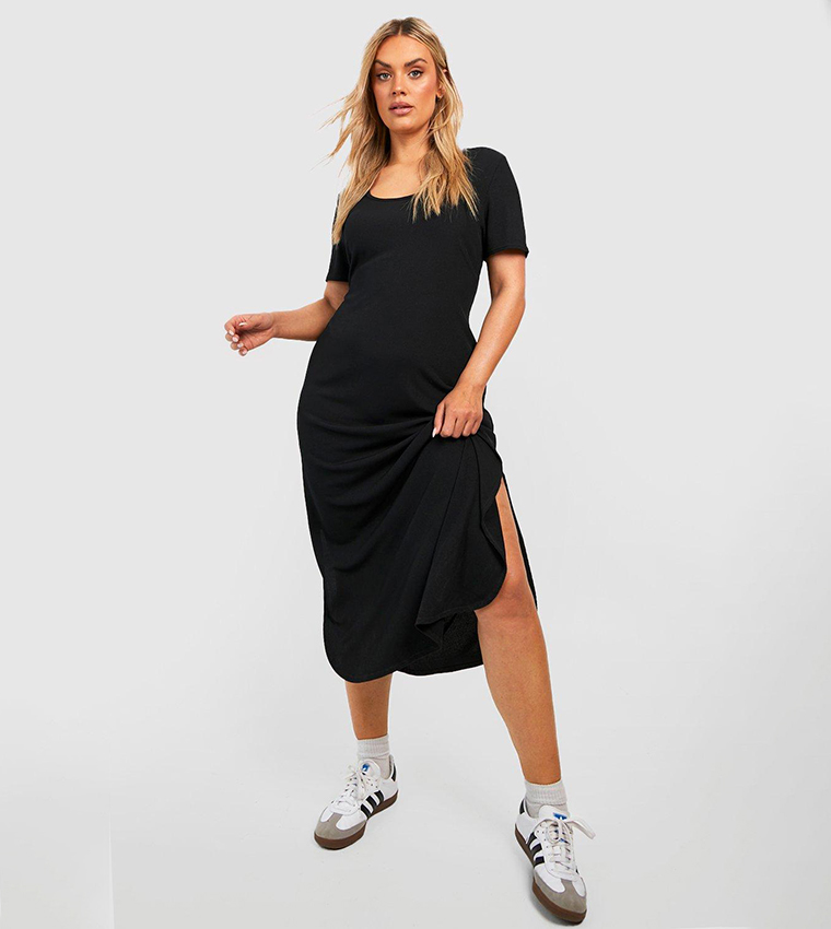 Curved hem midi dress best sale