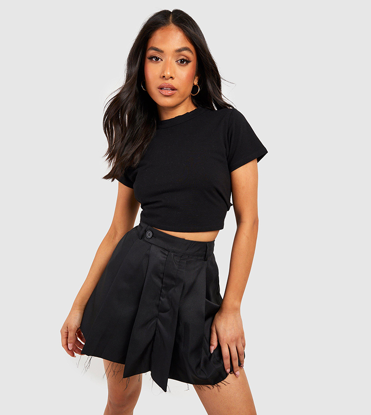 Black pleated outlet skirt boohoo