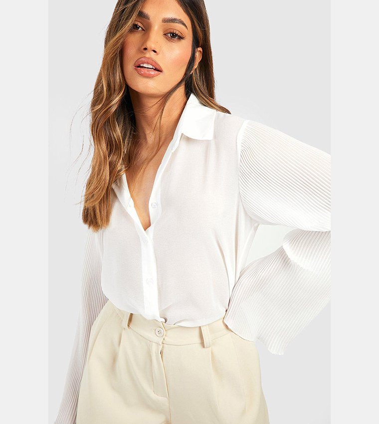 Cotton Poplin Eyelet Detail Woven Shirt