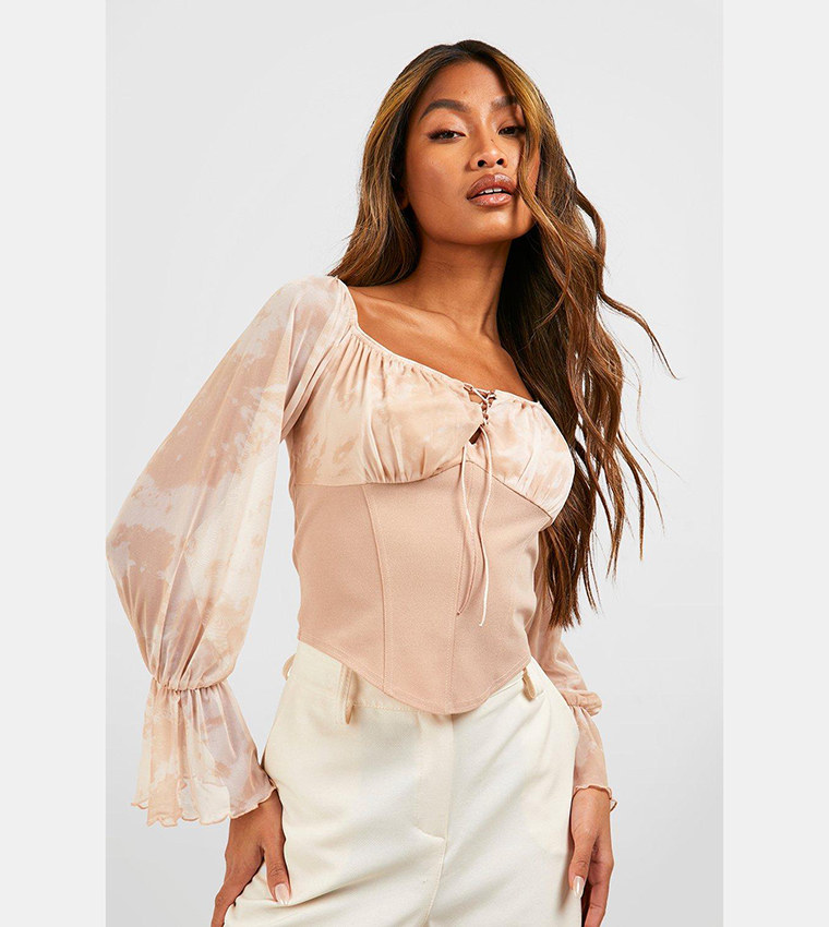 Long sleeve outlet bardot corset top