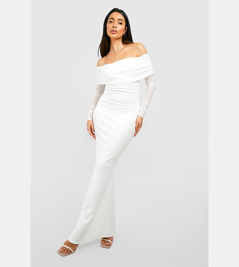 Evie White Bardot Maxi Dress | Sistaglam | SilkFred