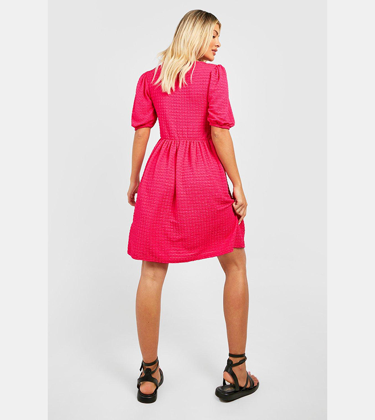 strapless open back dress Beach Day Smocked Bubble, Pink – Stitchy Fish main image 0