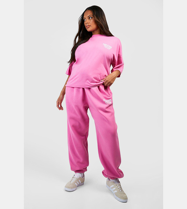 Buy Boohoo Sports Club Slogan Oversized Joggers In Pink 6thStreet Bahrain