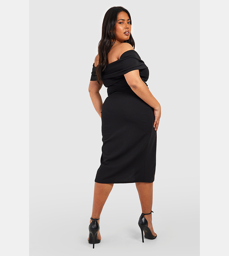 Womens Dresses Horn Button Midi Dress Womens Puppy Love Midi Dress In Black  Size 3X By