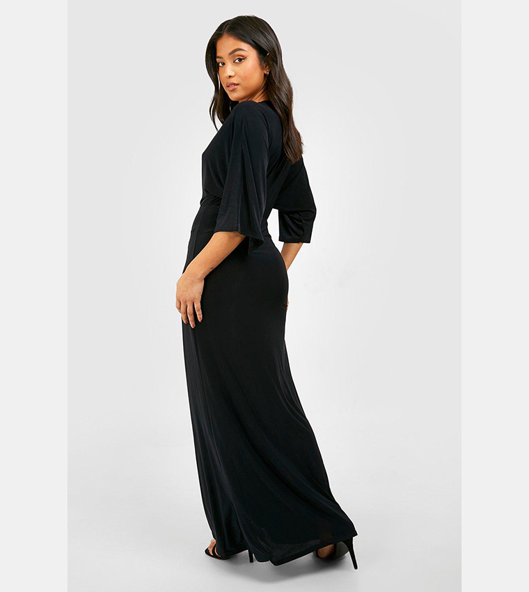bias cut angel sleeve maxi dress boohoo Women's Petite Bias Cut Angel Sleeve Maxi Dress - Red