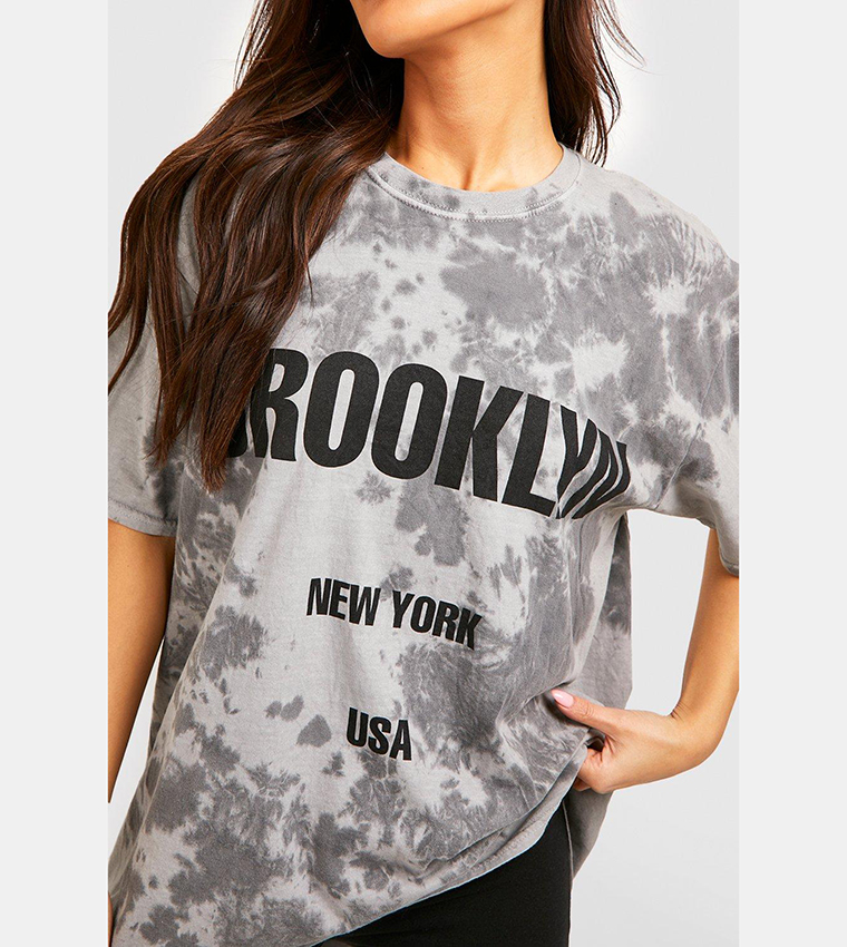 boohoo Womens Tall New York Print Oversized T-Shirt - Black M