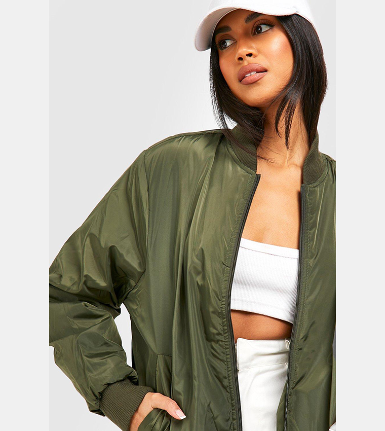 Oversized khaki cheap bomber jacket