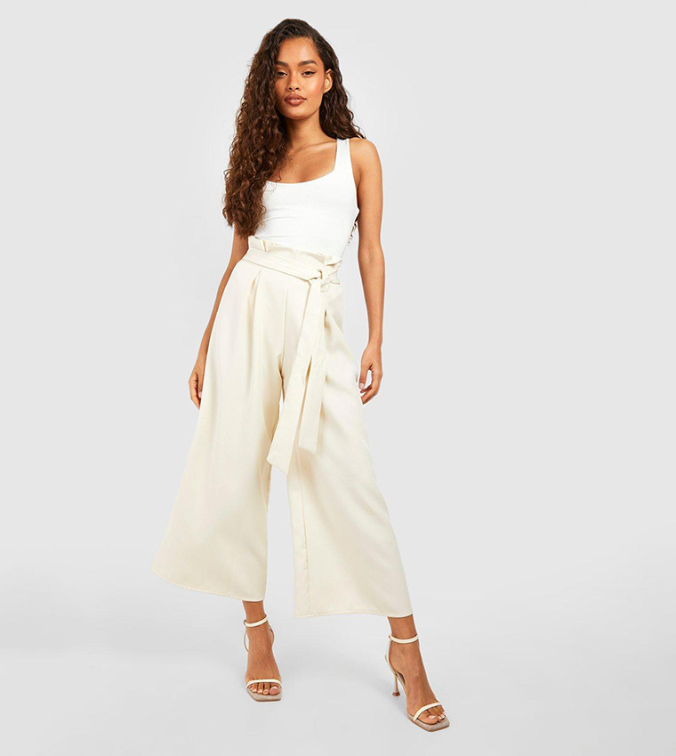 High waisted wide leg paperbag trousers best sale